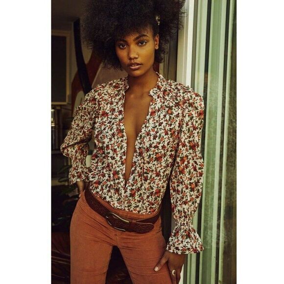 NWT FREE PEOPLE Sz M MEANT TO BE BLOUSE IN VINTAGE COMBO - Picture 1 of 9